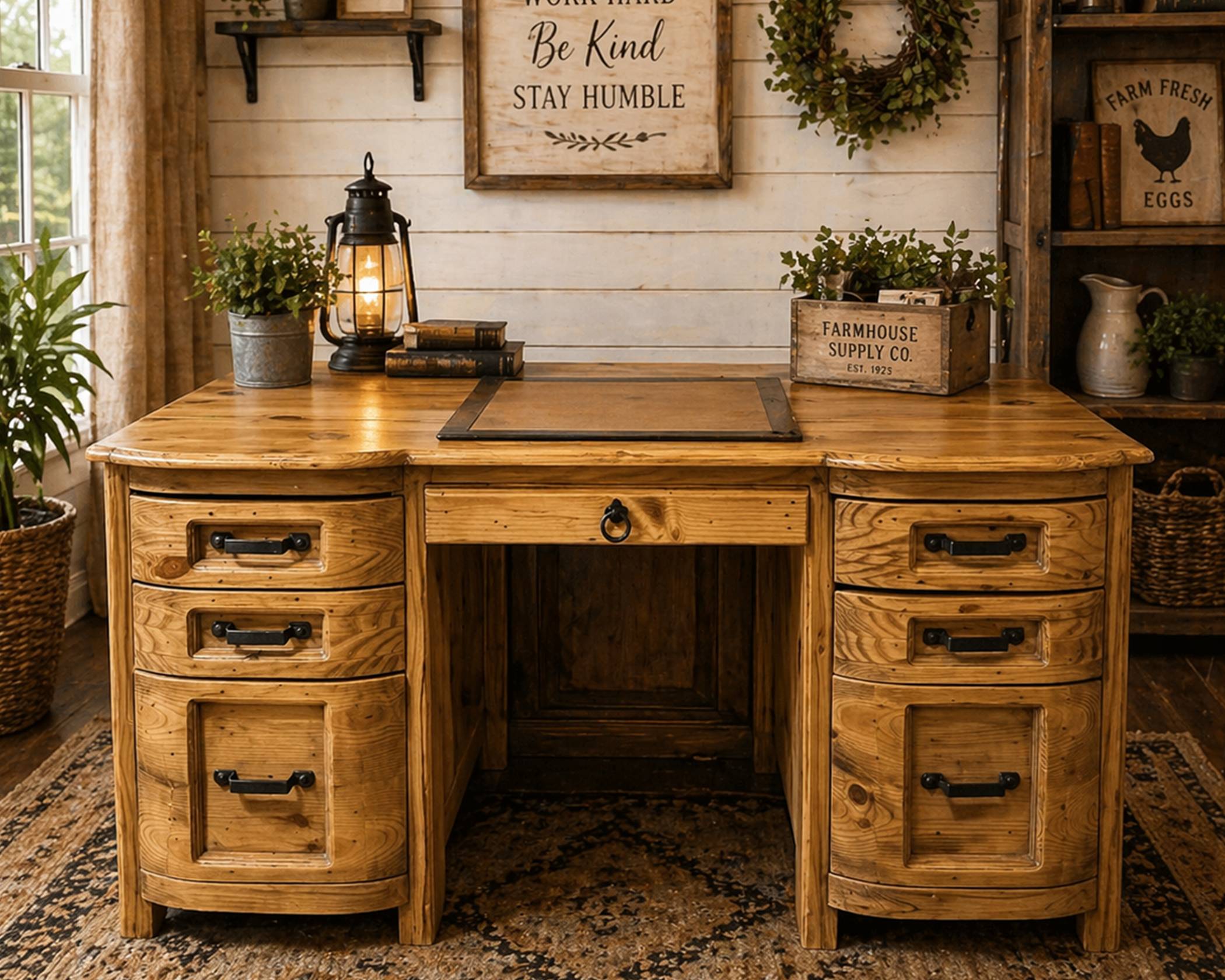 Henriette Nogal 7 Dwr Desk