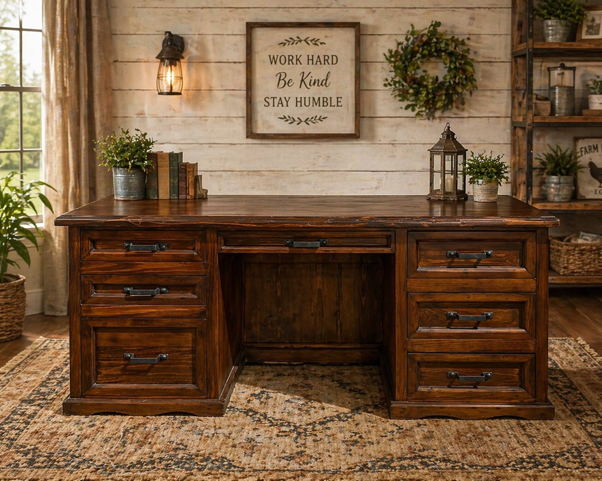 Henriette Walnut 7 Dwr Desk