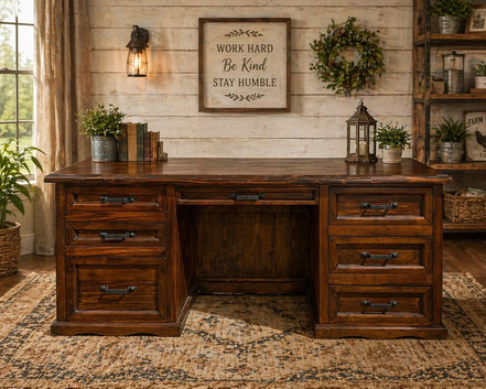 Henriette Walnut 7 Dwr Desk