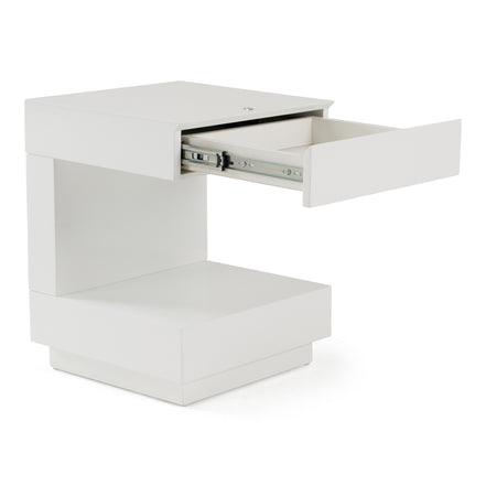 Esso Modern White Glossy Tall Nightstand - image 2