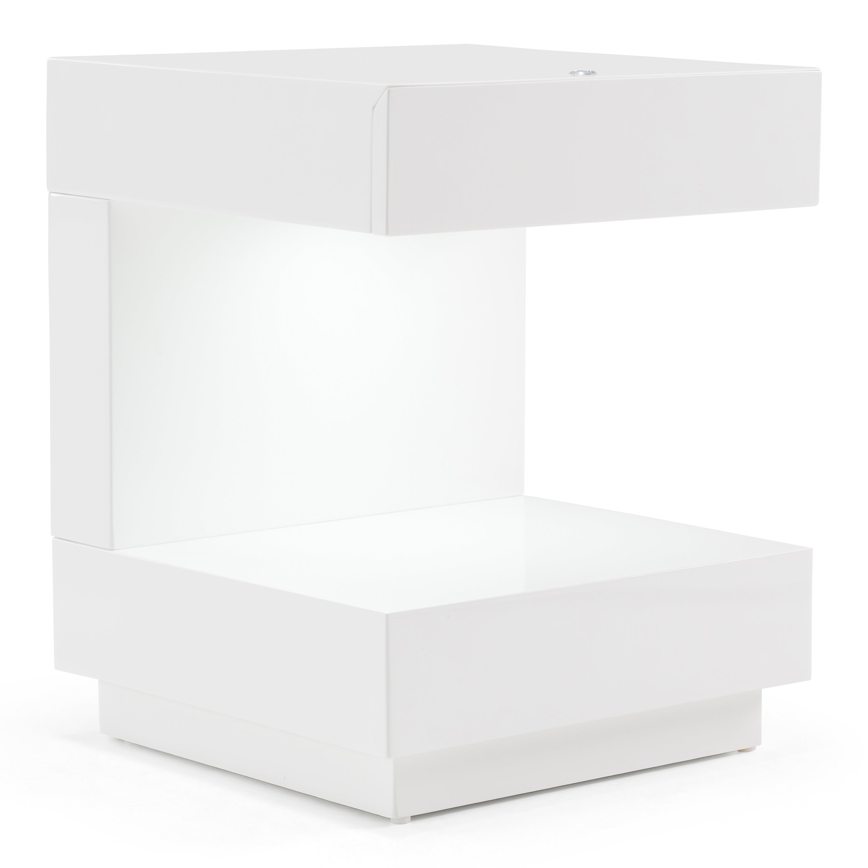 Esso Modern White Glossy Tall Nightstand - image 3