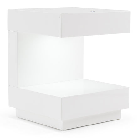 Esso Modern White Glossy Tall Nightstand - image 3