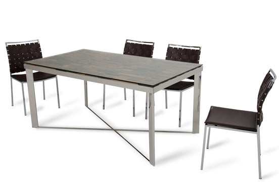 Santiago Modern Rectangular Wood Mosaic Dining Table - image 2