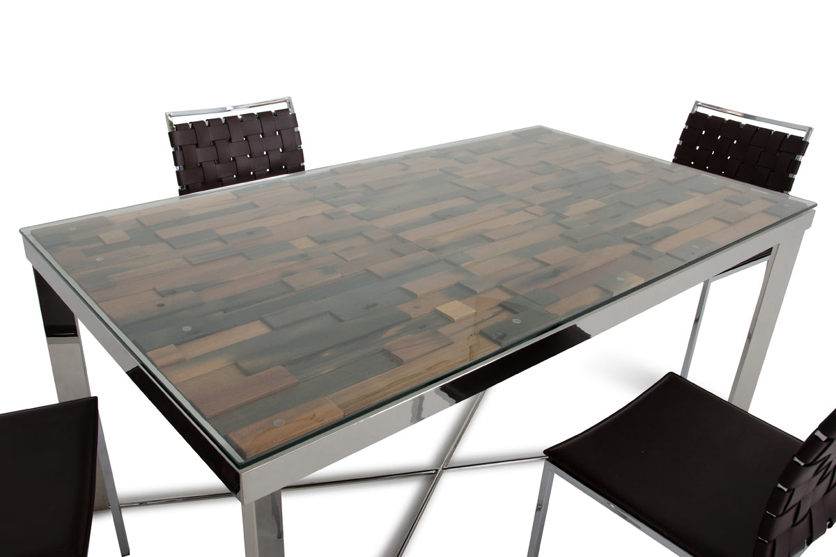 Santiago Modern Rectangular Wood Mosaic Dining Table - image 4
