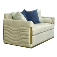 Tenaya Modern Beige Fabric & Gold Loveseat Sofa - image 2