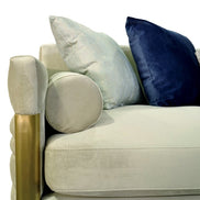 Tenaya Modern Beige Fabric & Gold Loveseat Sofa - image 4