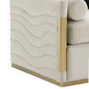 Tenaya Modern Beige Fabric & Gold Loveseat Sofa - image 5