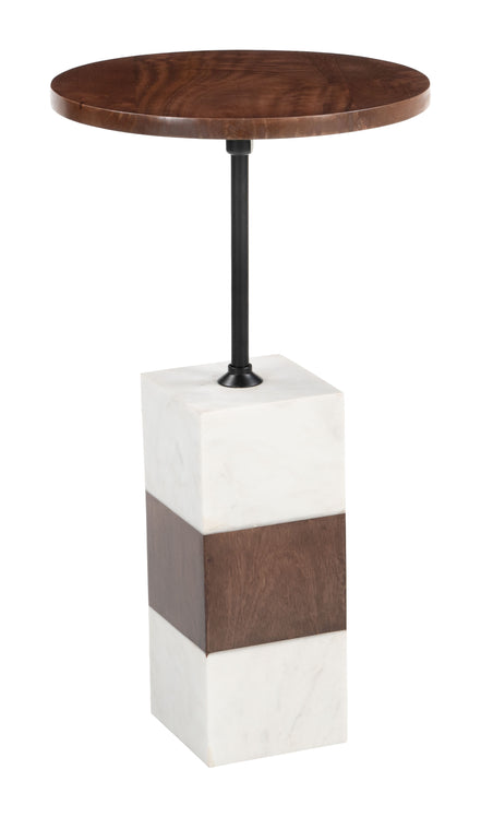 Stuk Side Table Brown & White