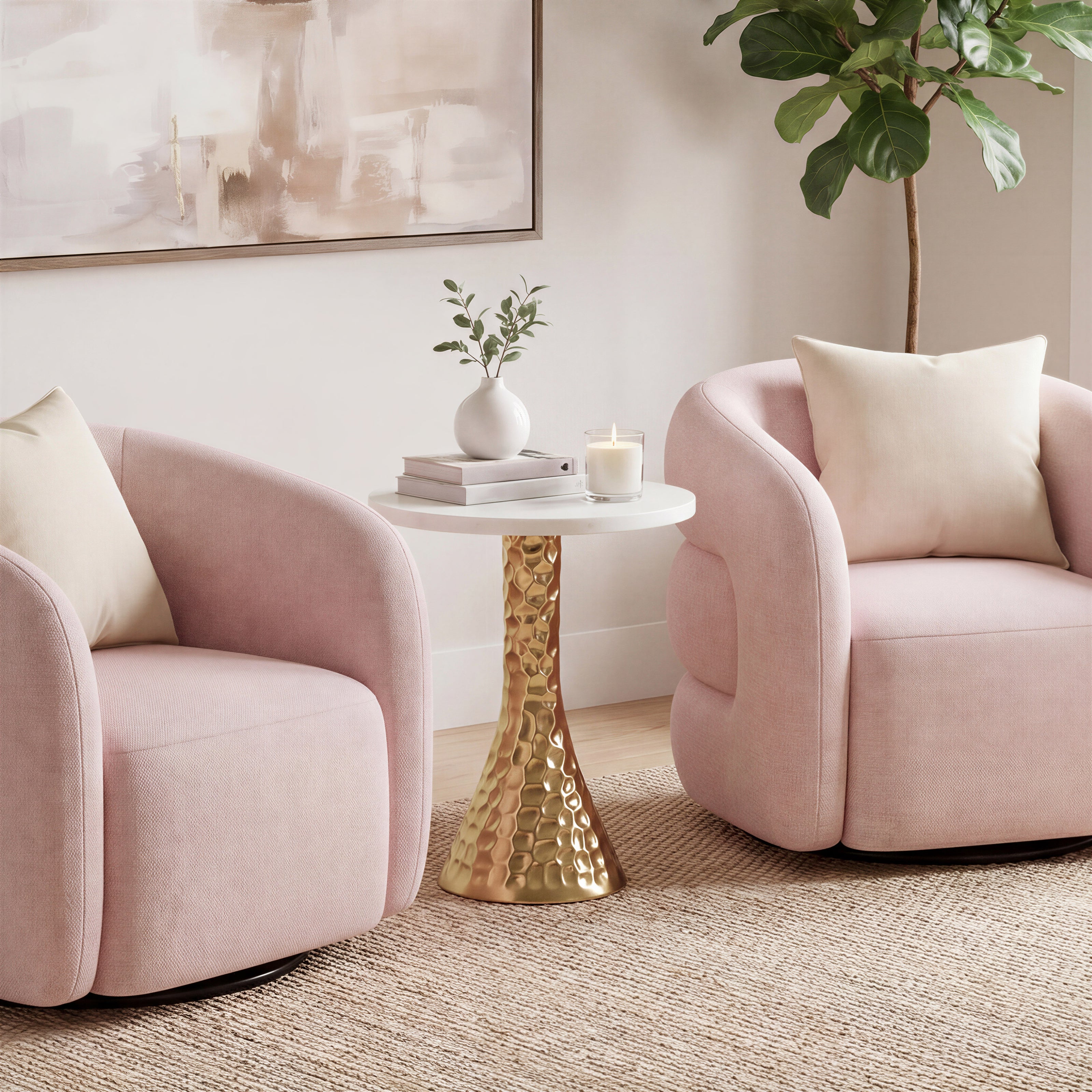 Lira Accent Table White & Gold