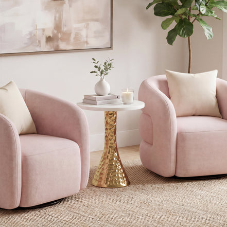 Lira Accent Table White & Gold