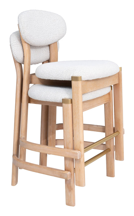 Rilou Counter Stool (Set of 2) White & Natural