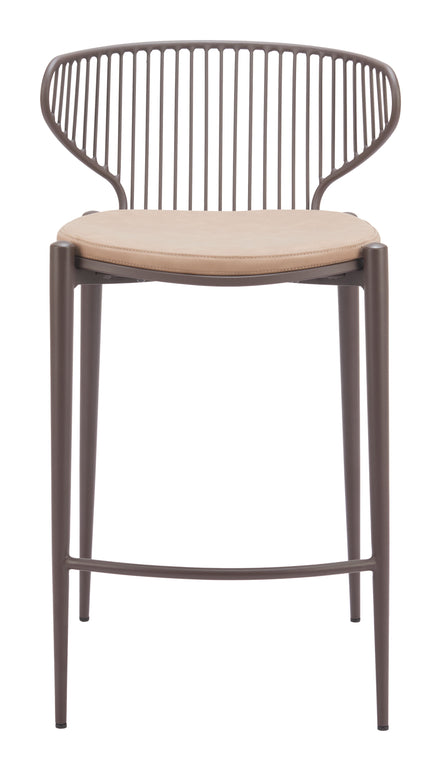 Silues Counter Stool (Set of 2) Taupe & Brown