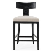 Fabien - Mid-Century Modern Beige Linen + Black Walnut Counter Chair