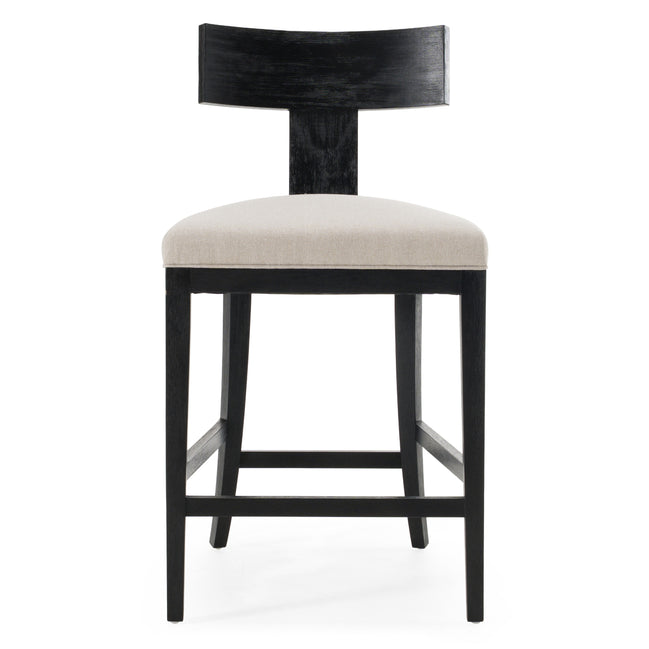 Fabien - Mid-Century Modern Beige Linen + Black Walnut Counter Chair