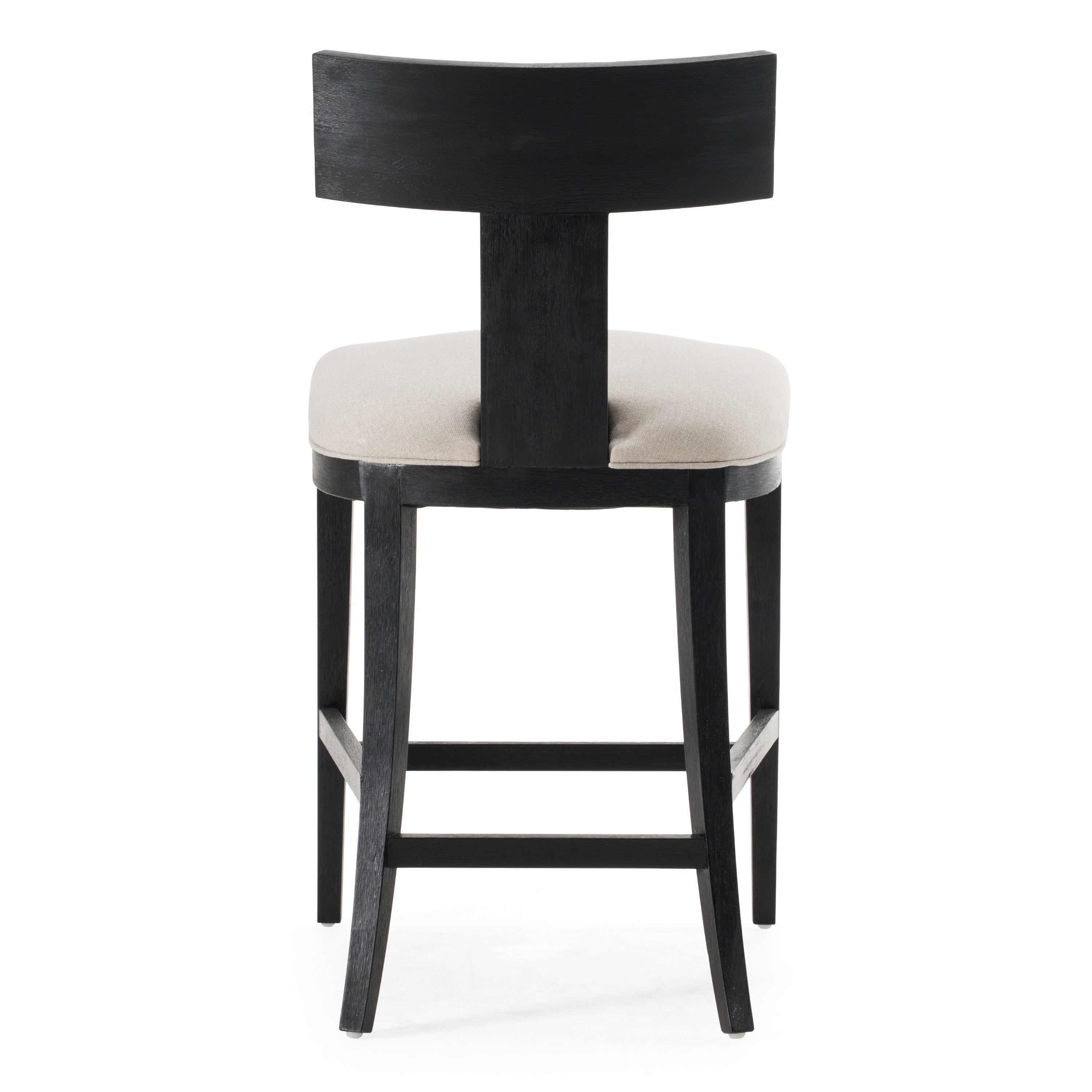 Fabien - Mid-Century Modern Beige Linen + Black Walnut Counter Chair - image 3