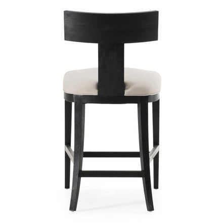 Fabien - Mid-Century Modern Beige Linen + Black Walnut Counter Chair - image 3