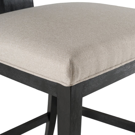 Fabien - Mid-Century Modern Beige Linen + Black Walnut Counter Chair - image 5