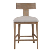 Fabien - Mid-Century Modern Beige Linen + Wood Counter Chair - image 5