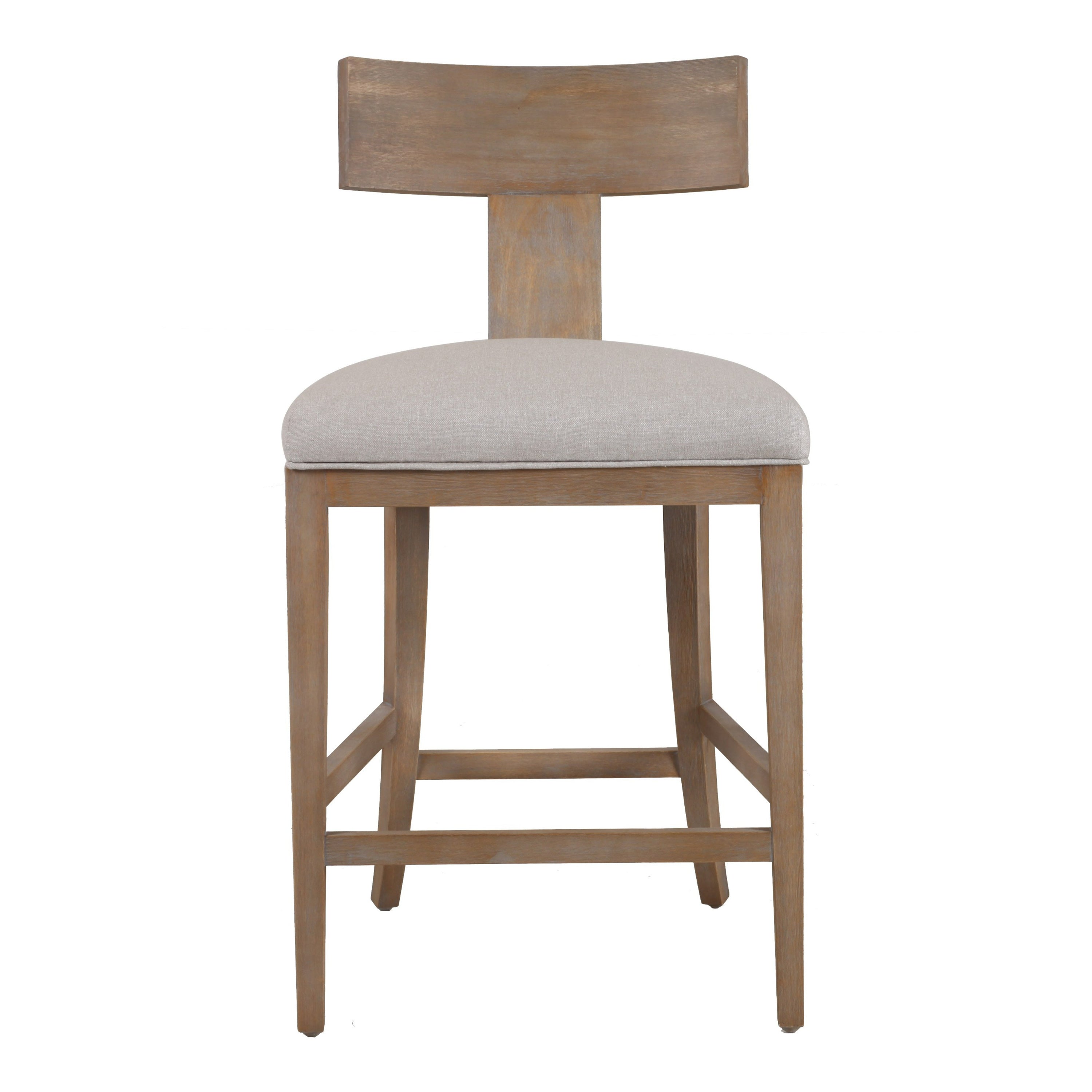 Fabien - Mid-Century Modern Beige Linen + Wood Counter Chair - image 5