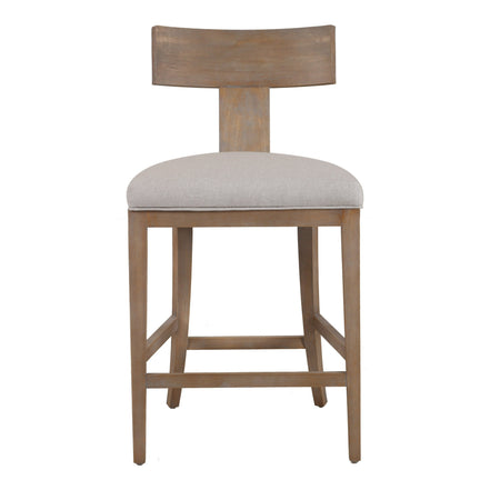 Fabien - Mid-Century Modern Beige Linen + Wood Counter Chair - image 5