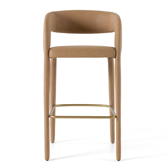 Faerron - Modern Tan Leatherette Bar Chair