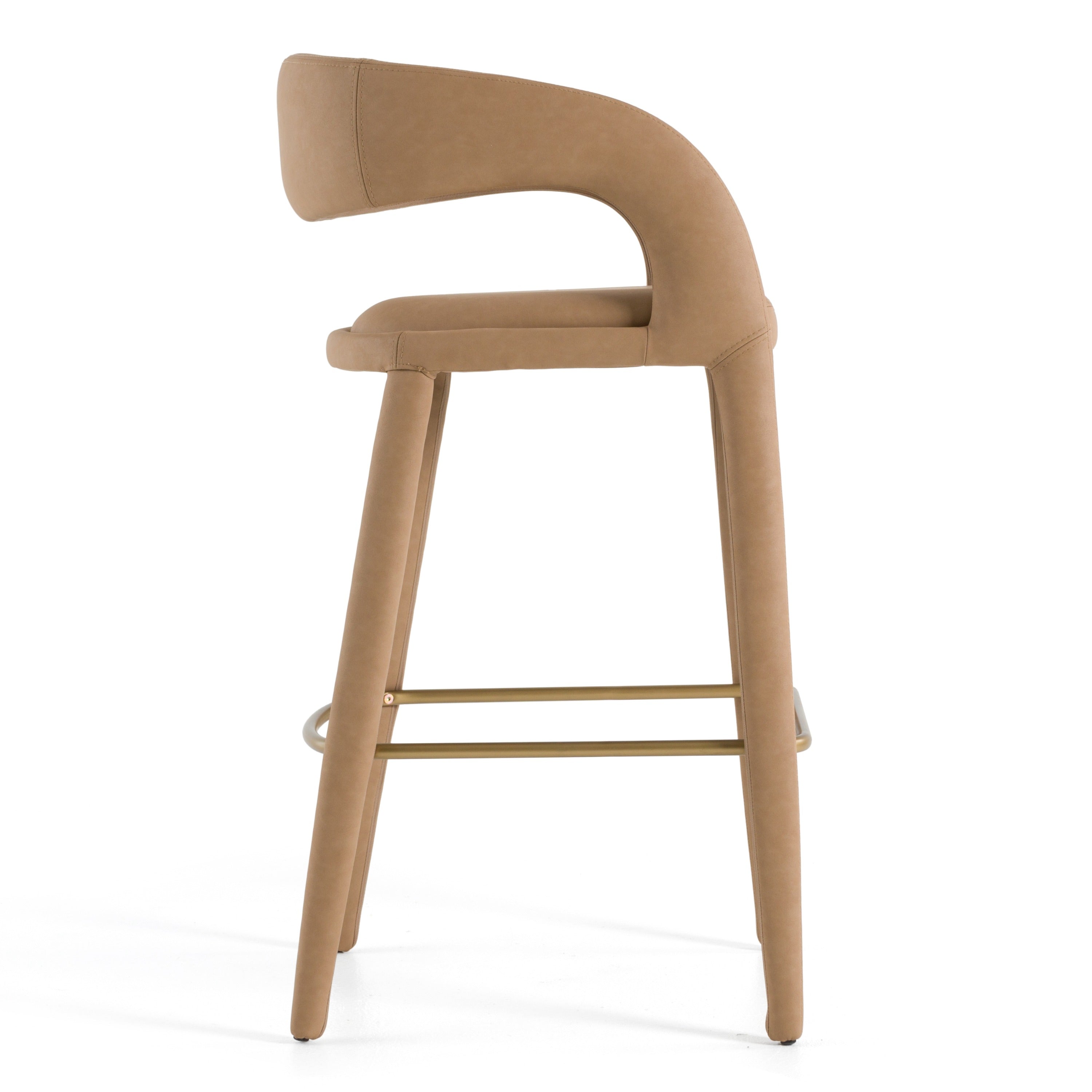Faerron - Modern Tan Leatherette Bar Chair - image 2