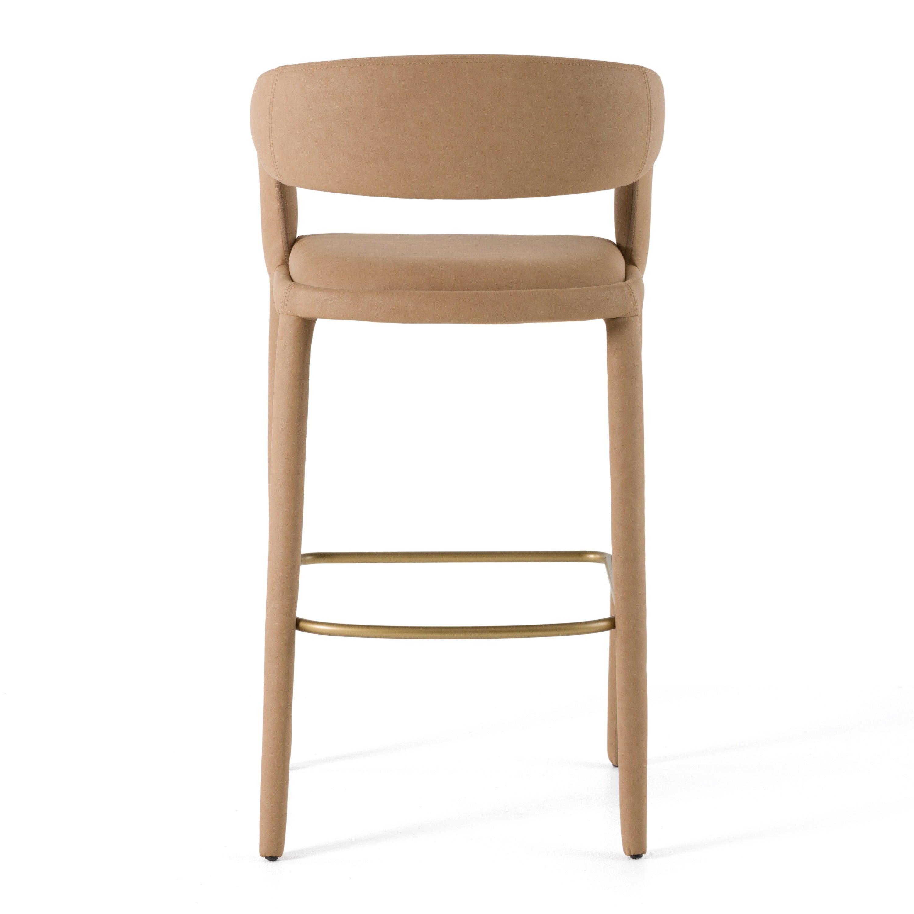 Faerron - Modern Tan Leatherette Bar Chair - image 3