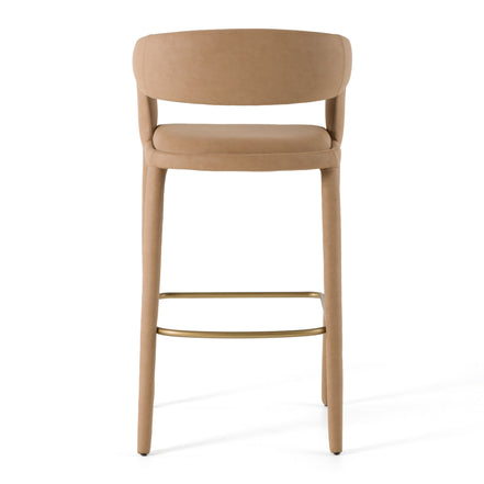 Faerron - Modern Tan Leatherette Bar Chair - image 3