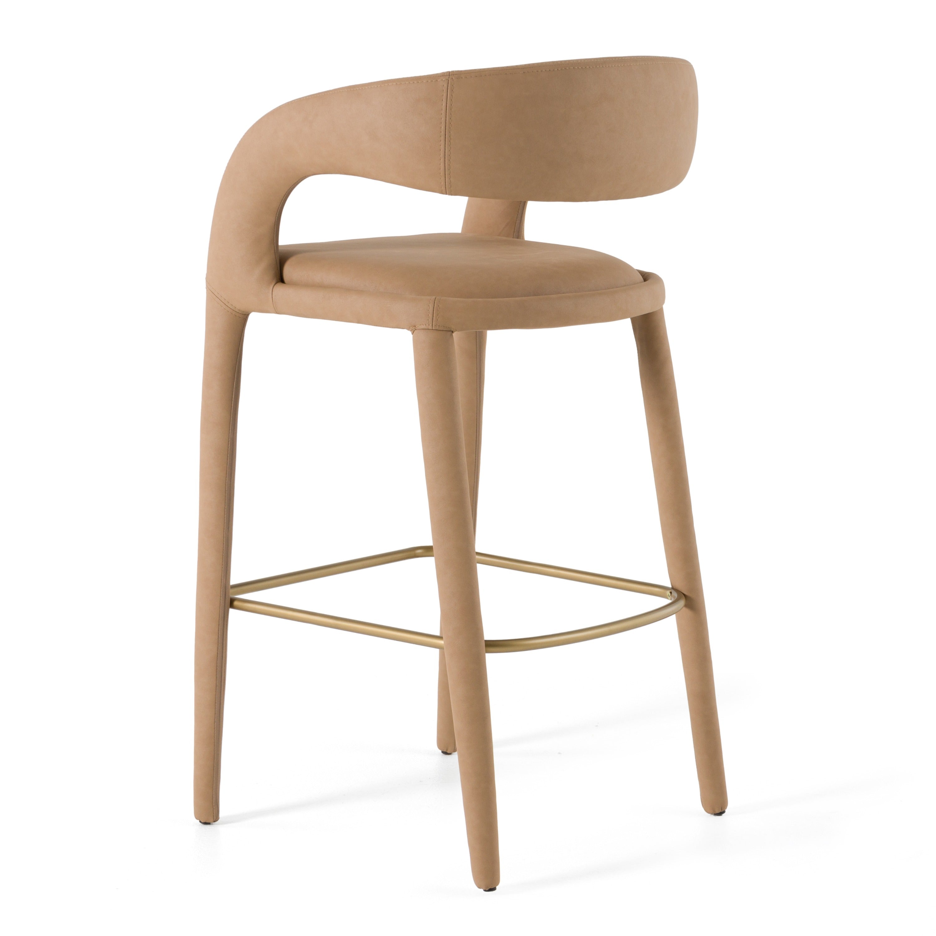 Faerron - Modern Tan Leatherette Bar Chair - image 4