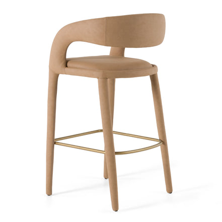 Faerron - Modern Tan Leatherette Bar Chair - image 4
