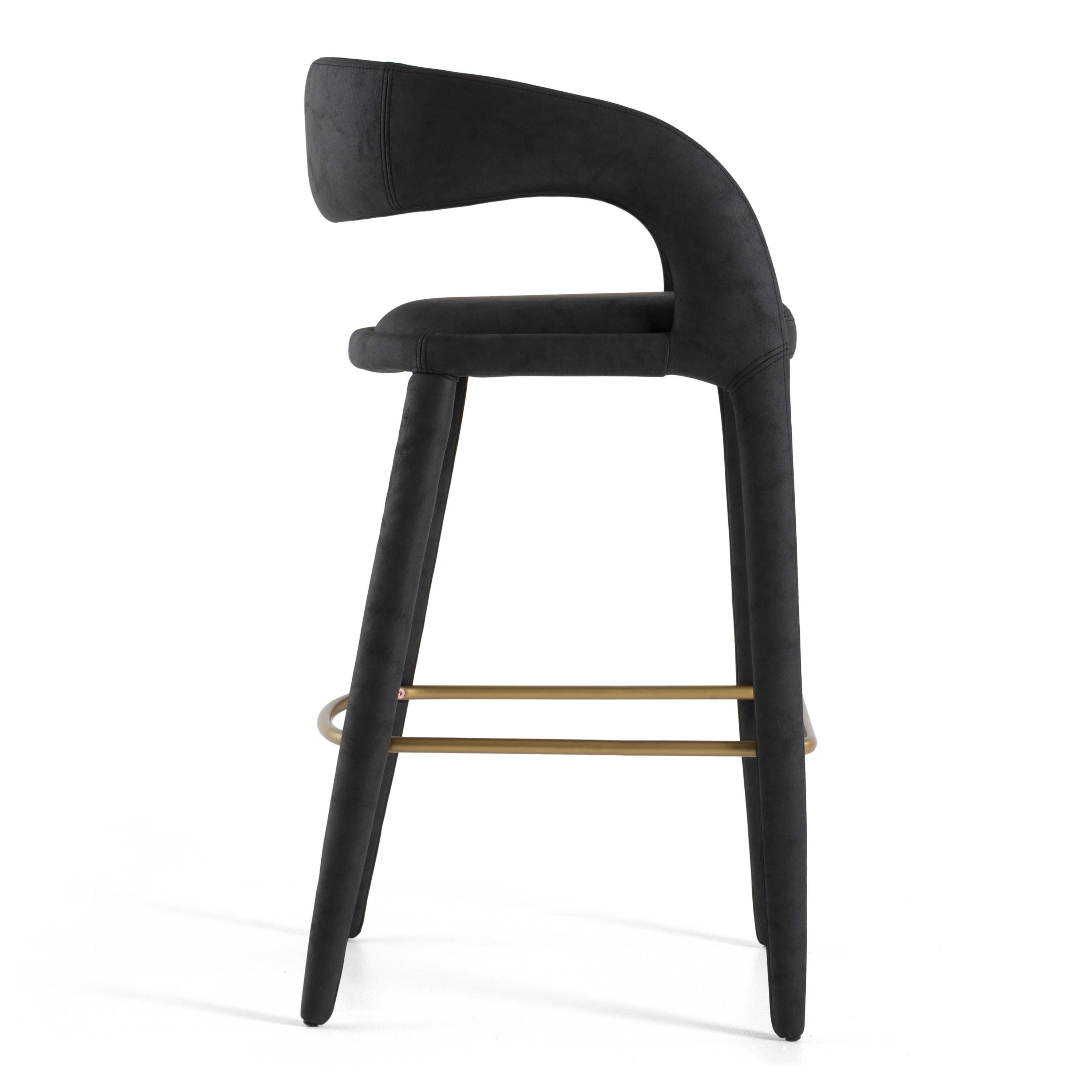 Faerron - Modern Black Leatherette Bar Chair - image 2