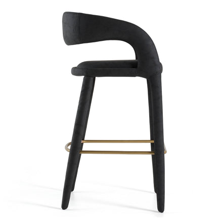 Faerron - Modern Black Leatherette Bar Chair - image 2