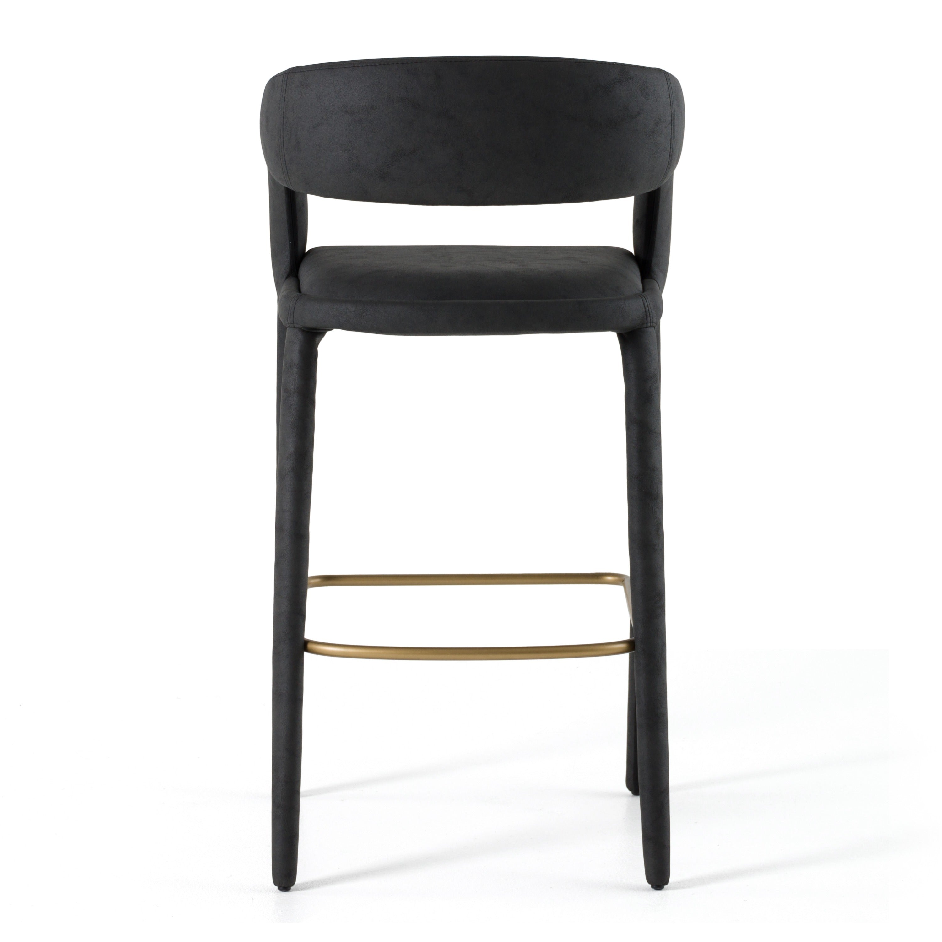 Faerron - Modern Black Leatherette Bar Chair - image 3