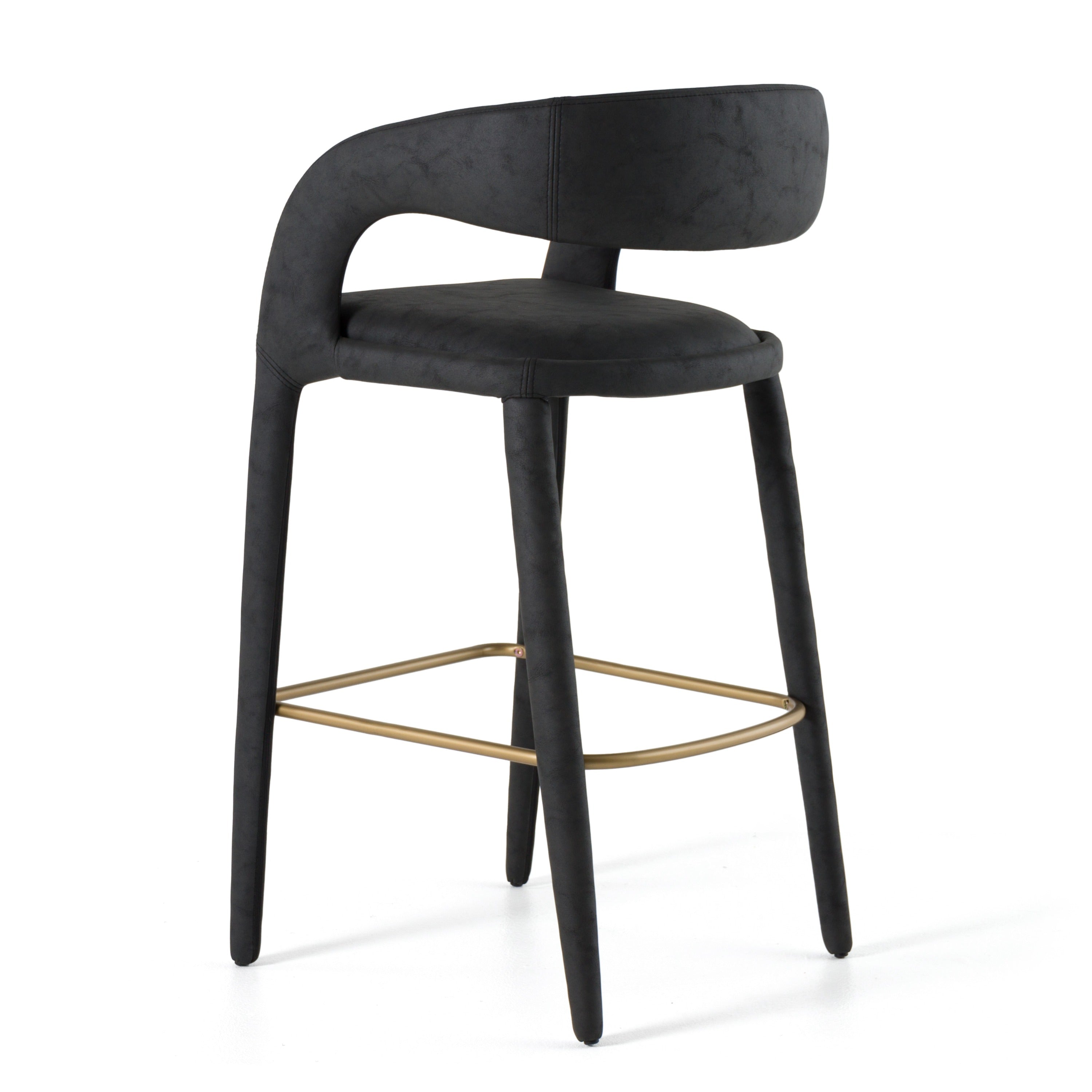 Faerron - Modern Black Leatherette Bar Chair - image 4