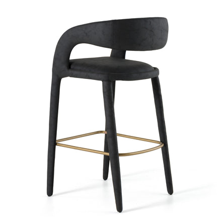 Faerron - Modern Black Leatherette Bar Chair - image 4