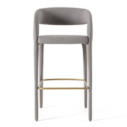 Faerron - Modern Grey Leatherette Bar Chair