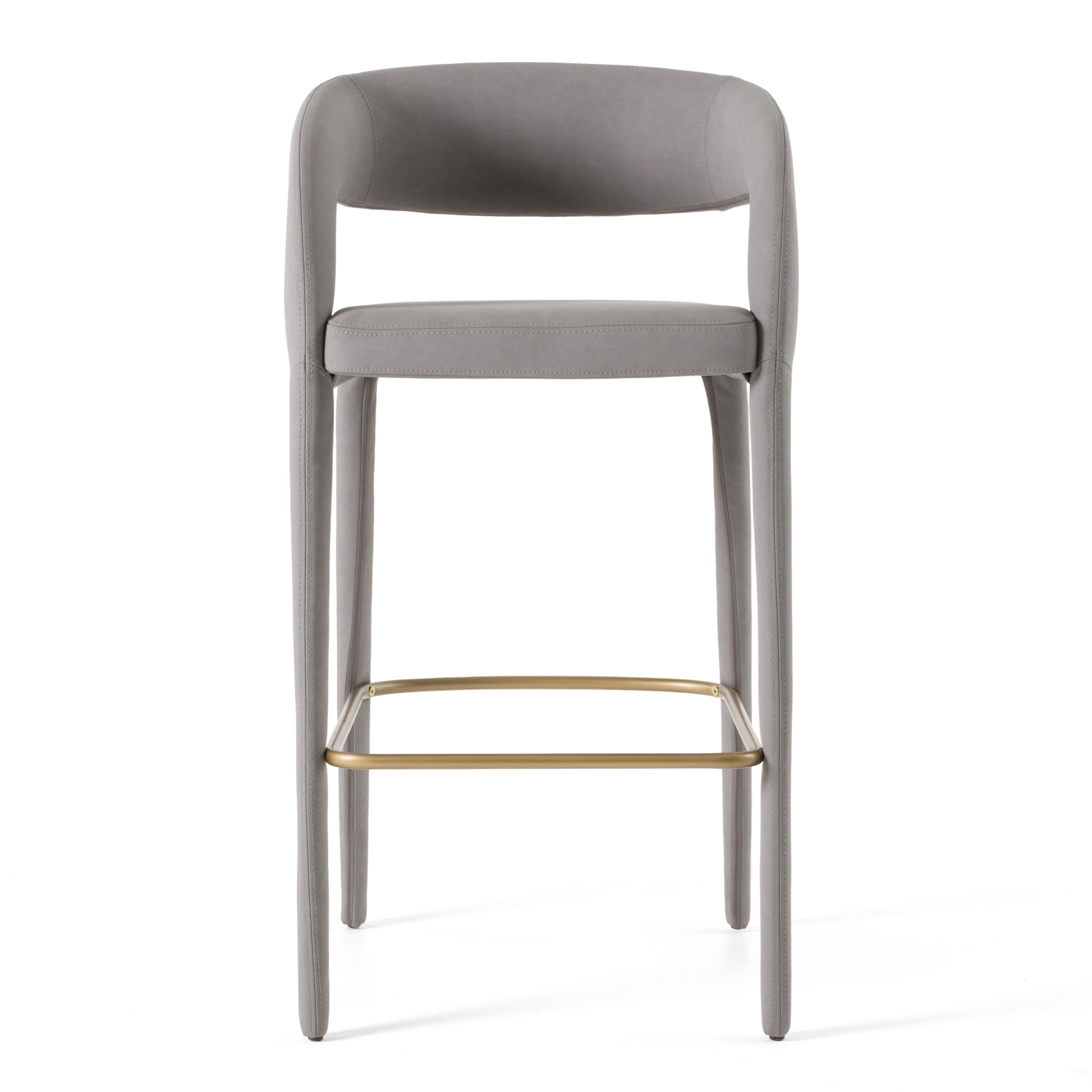 Faerron - Modern Grey Leatherette Bar Chair