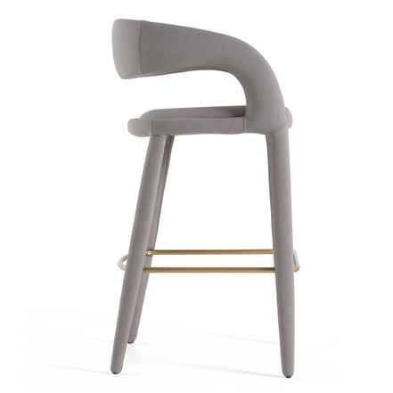 Faerron - Modern Grey Leatherette Bar Chair - image 2