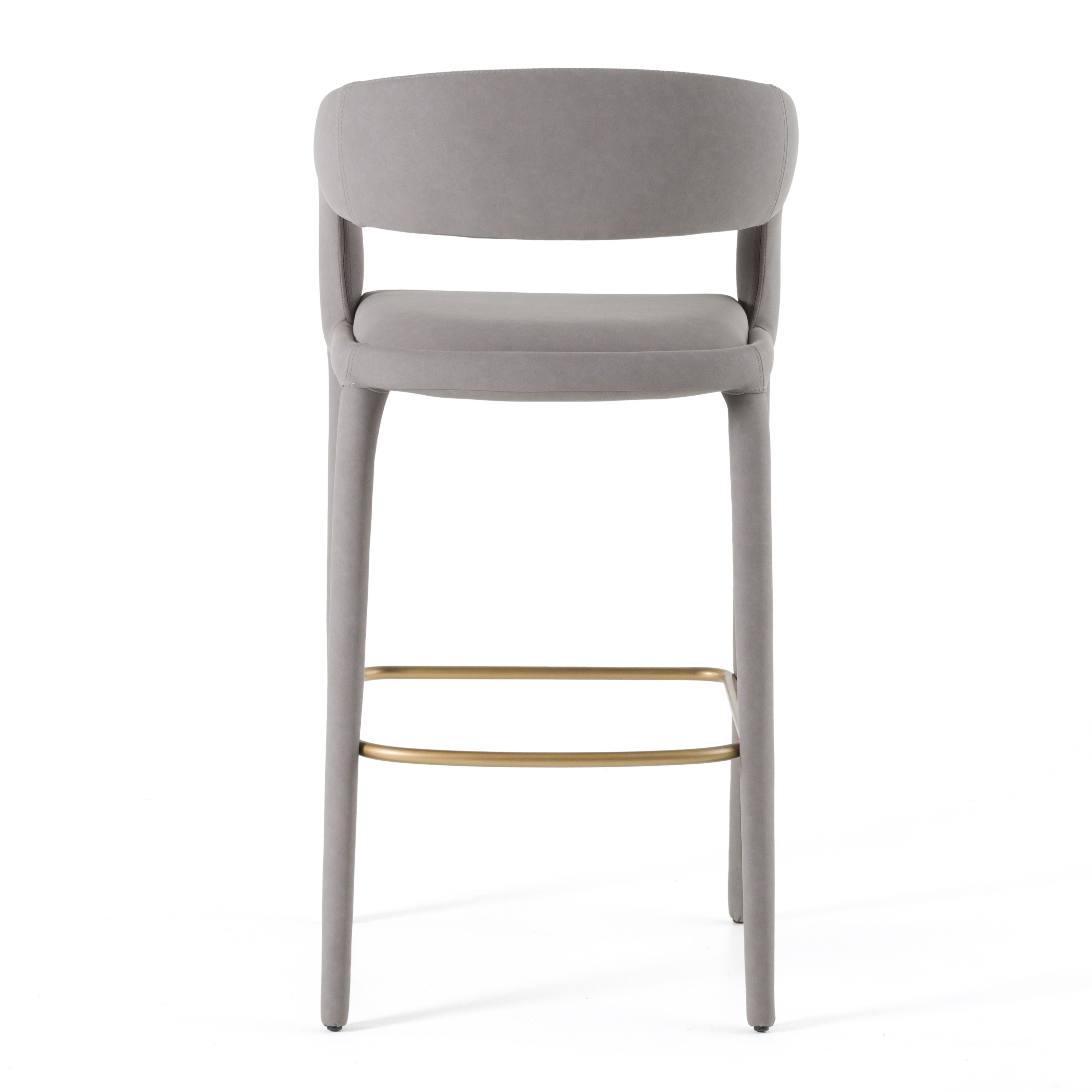 Faerron - Modern Grey Leatherette Bar Chair - image 3