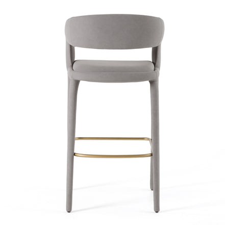 Faerron - Modern Grey Leatherette Bar Chair - image 3