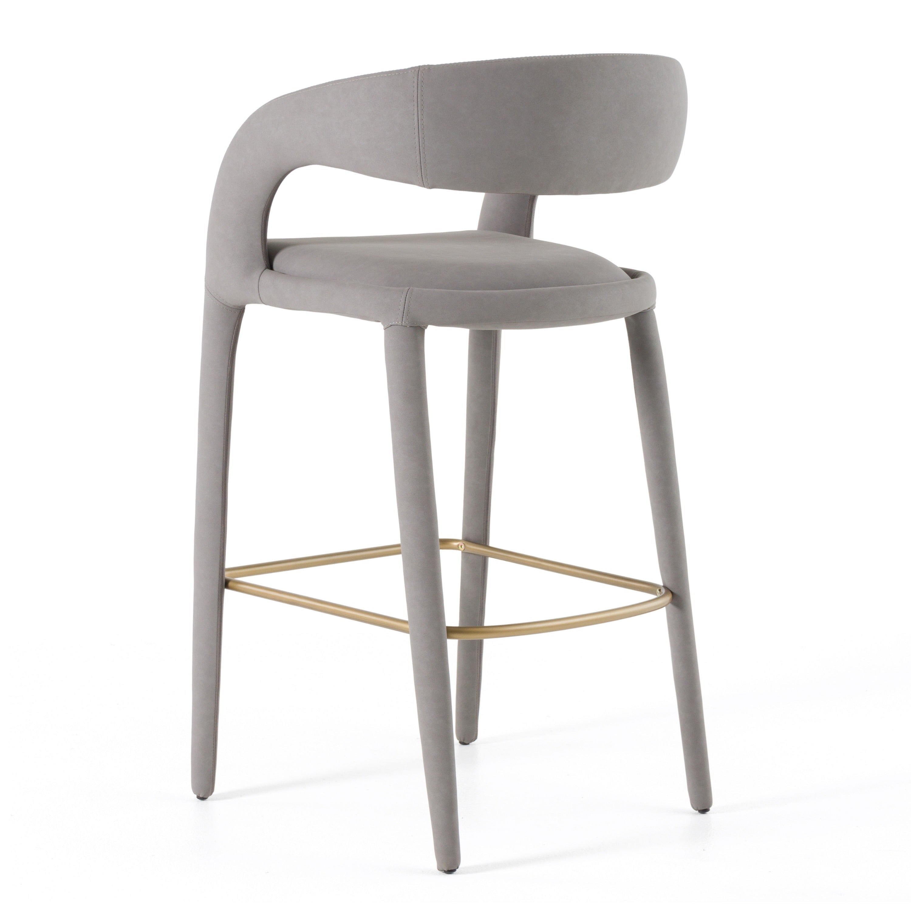 Faerron - Modern Grey Leatherette Bar Chair - image 4