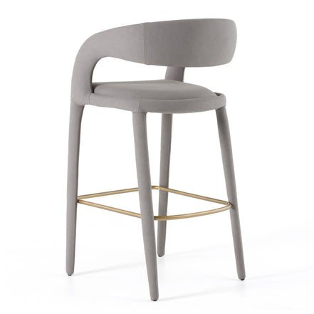 Faerron - Modern Grey Leatherette Bar Chair - image 4