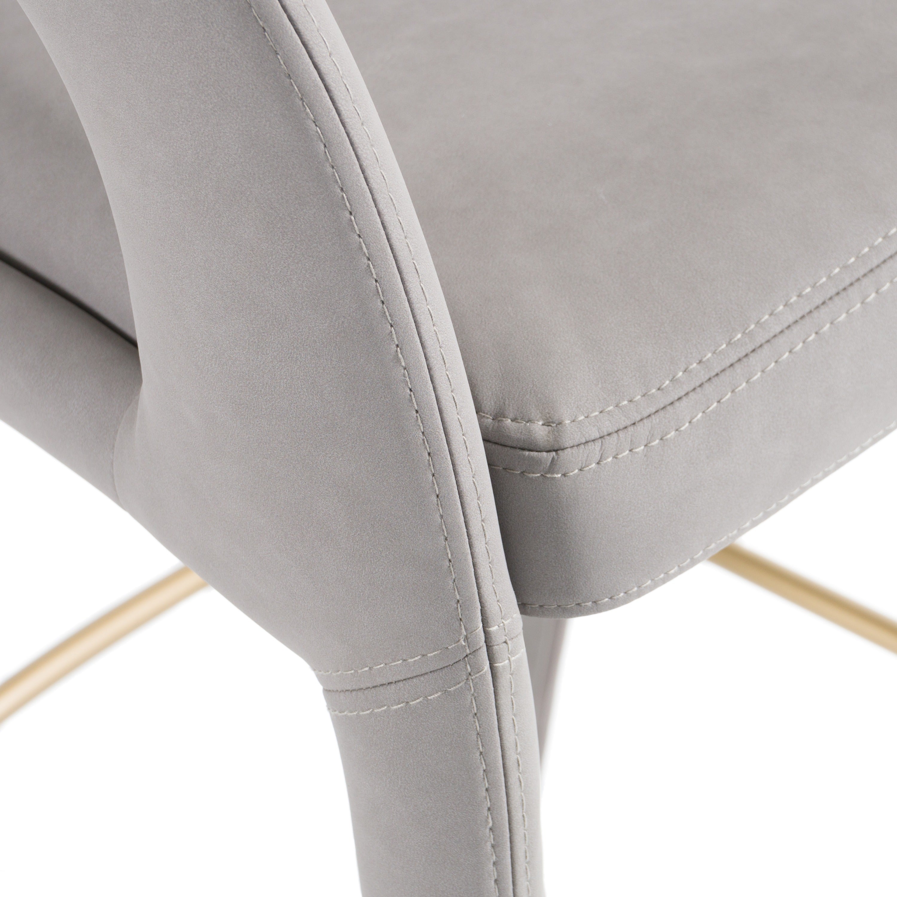 Faerron - Modern Grey Leatherette Bar Chair - image 5