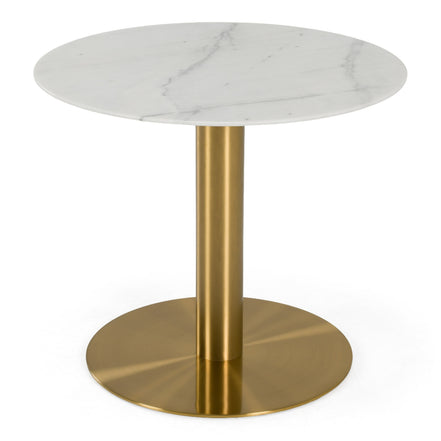 Fairway - Glam White Marble and Brushed Gold Tall End Table