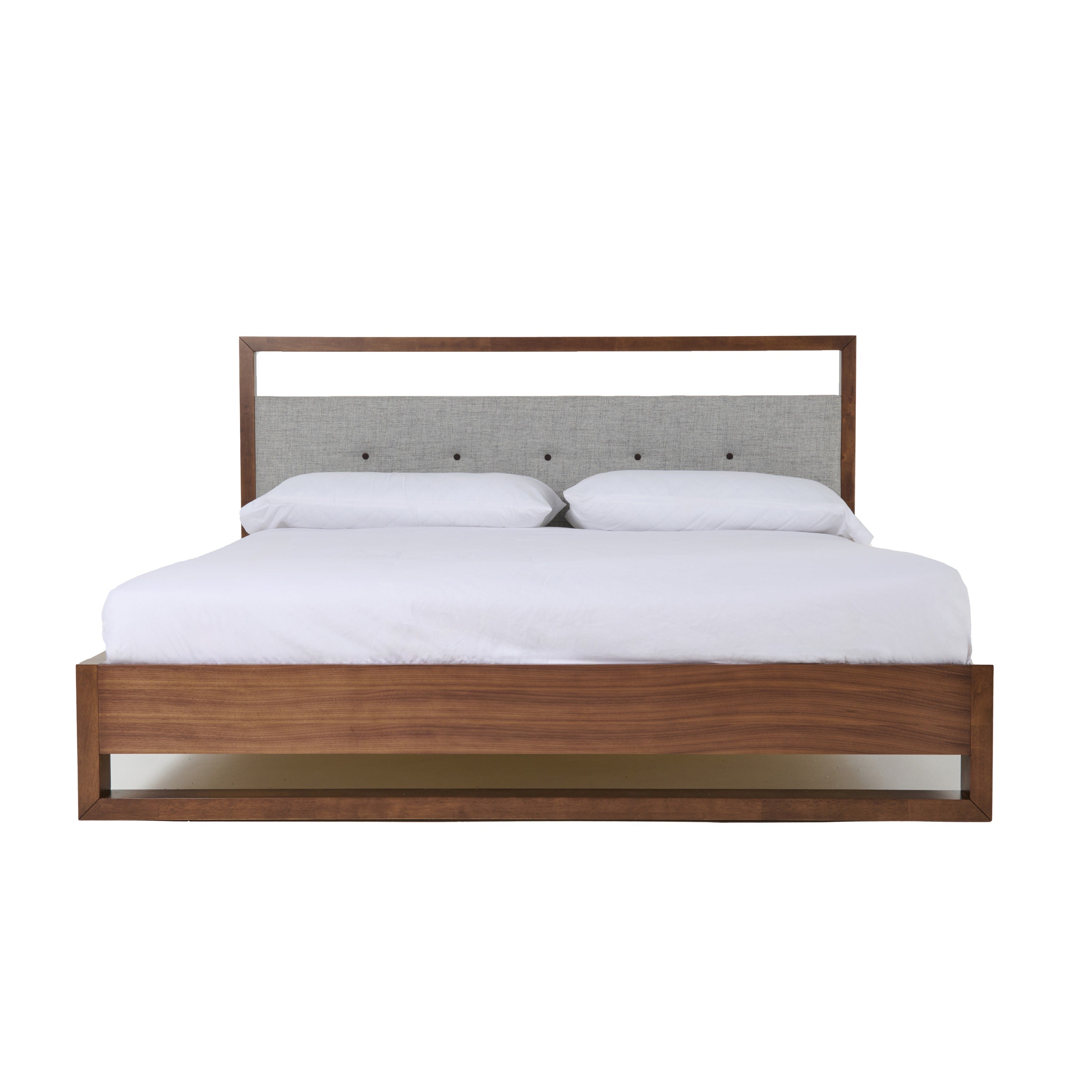 California King Falcor - Modern Grey Fabric & Walnut Veneer Bed - image 2