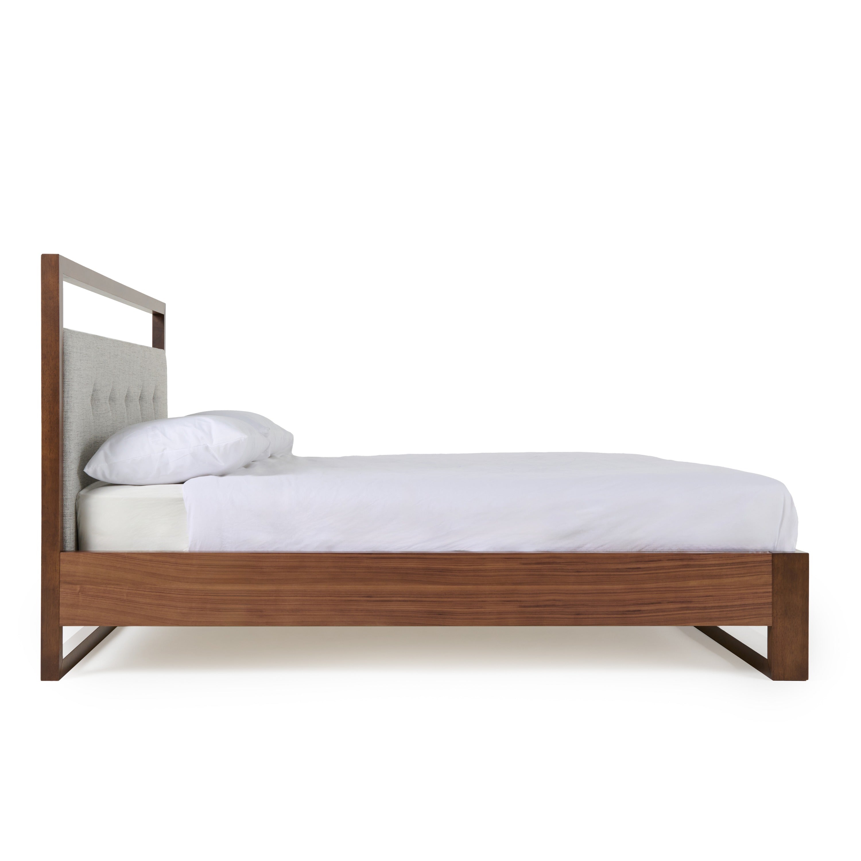 California King Falcor - Modern Grey Fabric & Walnut Veneer Bed - image 4