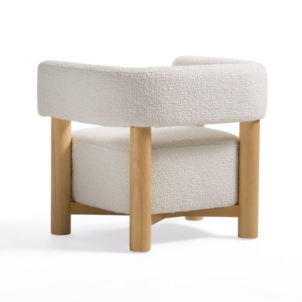 Fang - Modern White Fabric & Wood Accent Chair - image 5