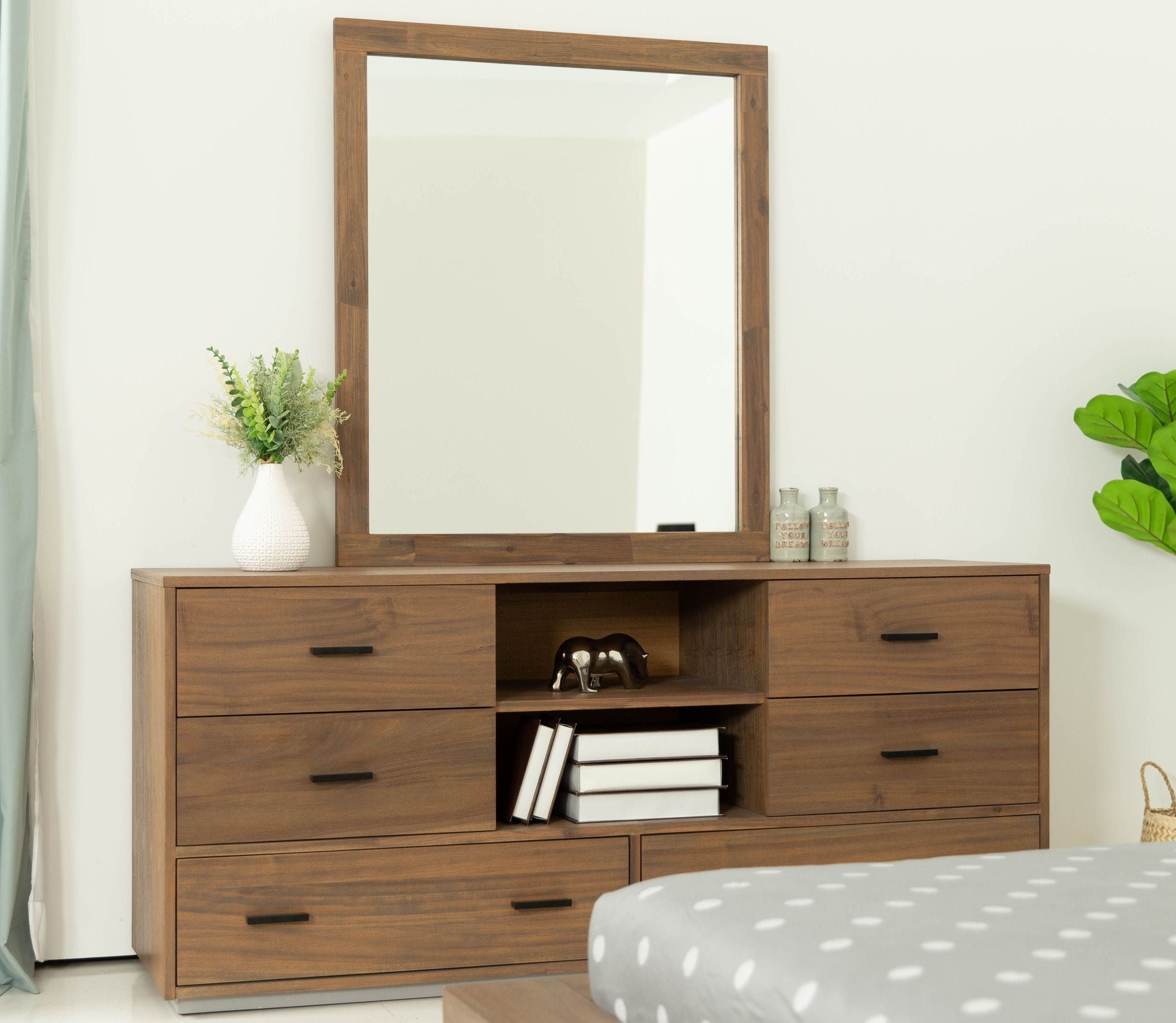 Fantasia - Contemporary Walnut Mirror