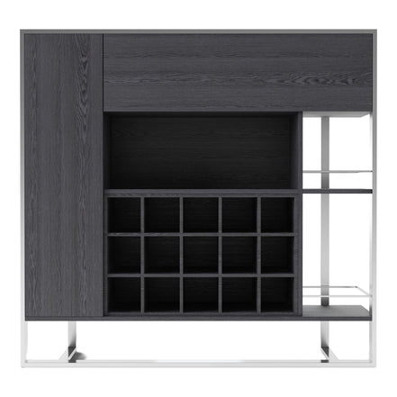 Fauna - Elm Grey & Stainless Steel Wine Cabinet - image 4