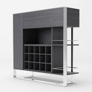 Fauna - Elm Grey & Stainless Steel Wine Cabinet